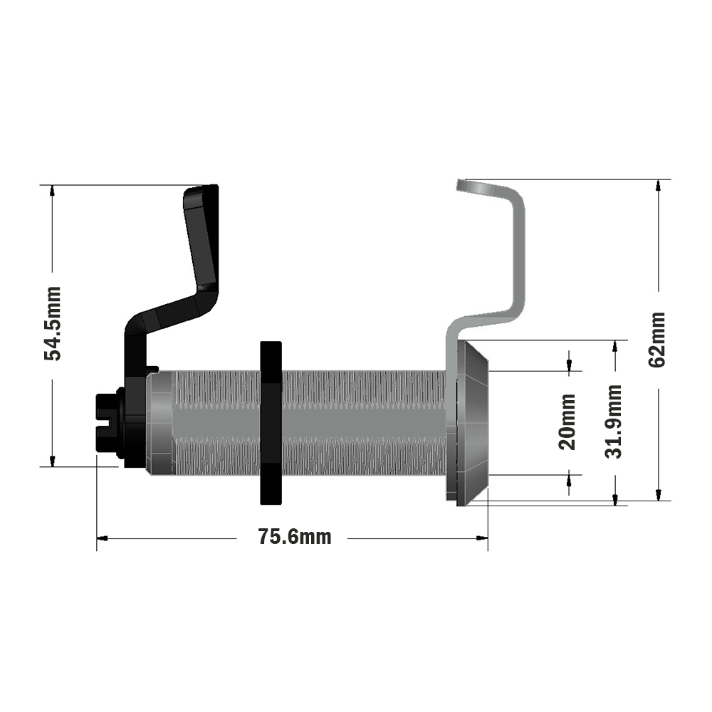 53-010-0 MODULAR SOLUTIONS HANDLE<br>BOLT LOCK 45MM 8MM FOUR FACED KEY
